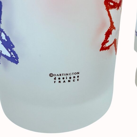 Dartington France Patriotic Tumblers Frosted Glass Set of 4 Stars Stripes July 4 - Picture 3 of 13